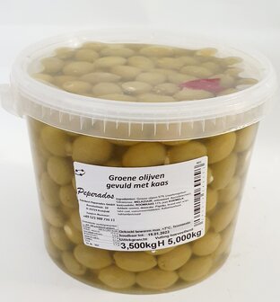 PEPERADOS GROEN OLIJVEN MET ROOMKAAS 5 KG