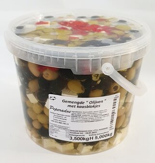 PEPERADOS MIXS OLIJVEN MET ROOMKAAS 5 KG