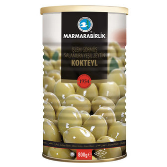 MARMARABIRLIK COCKTAIL GROENE OLIJVEN 6X800 GR