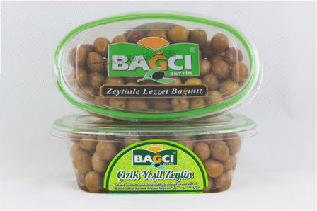 BAGCI GESTREEPTE GROENE OLIJVEN 12X400 GR