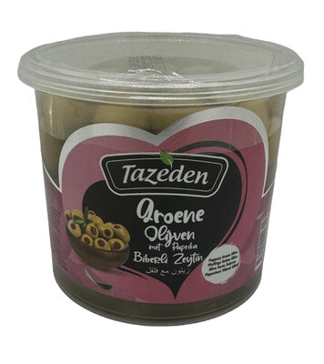 TAZEDEN GROENE OLIJVEN MET PAPRIKA 12X300 GR